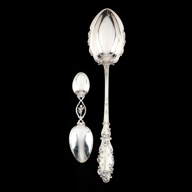 a-gorham-sterling-silver-serving-spoon-and-an-800-silver-folding-travel-spoon