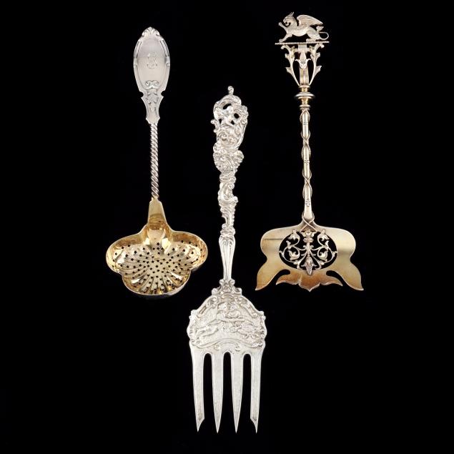 three-american-sterling-silver-flatware-servers