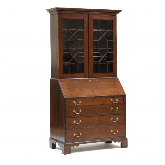 southern-chippendale-mahogany-desk-and-bookcase