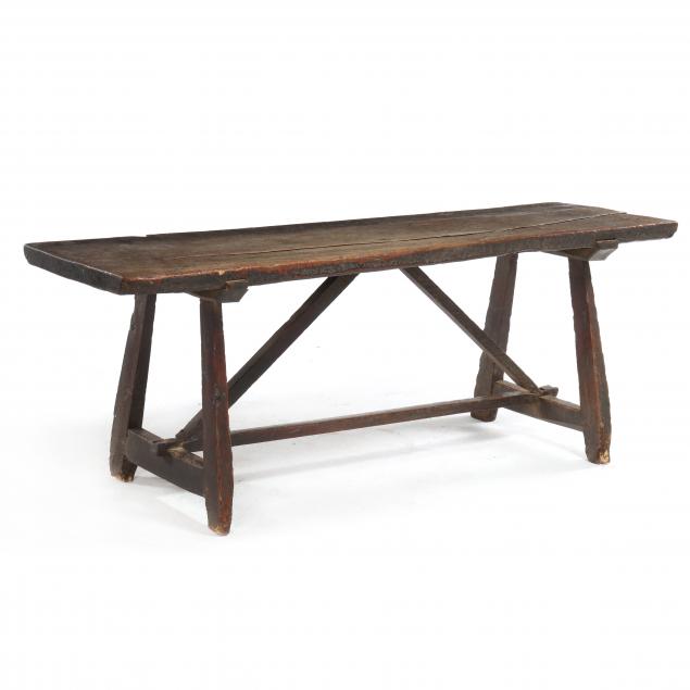 antique-continental-trestle-base-low-slab-table
