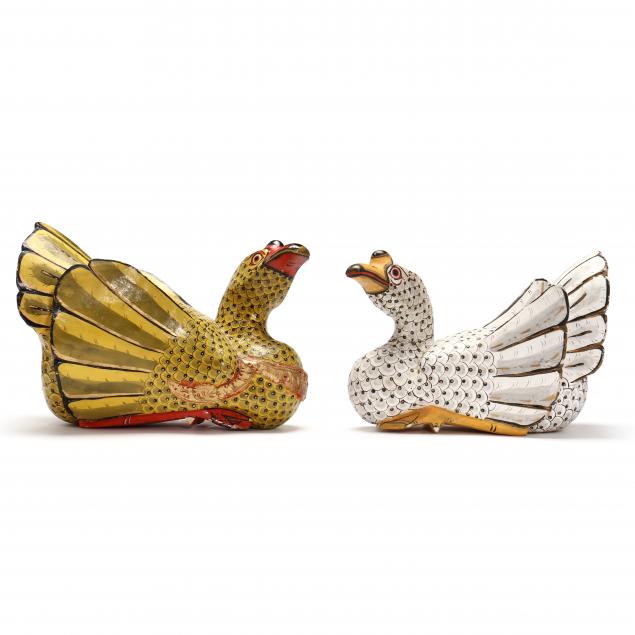 a-pair-of-indonesian-carved-painted-wooden-swans