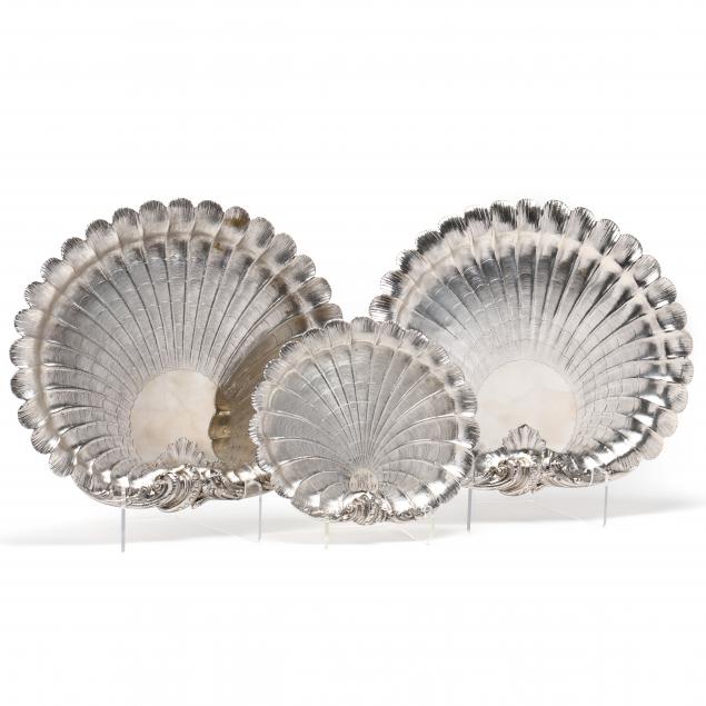 three-similar-continental-silver-shell-trays