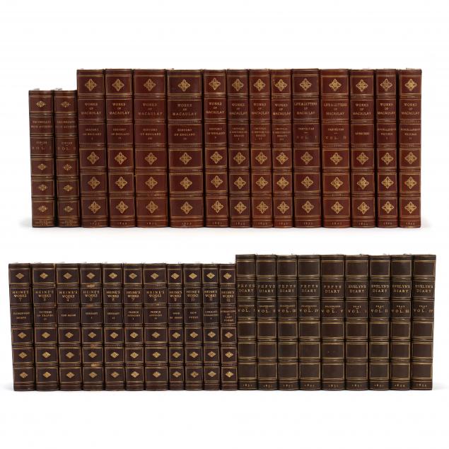 three-sets-of-19th-century-leather-and-cloth-bound-books