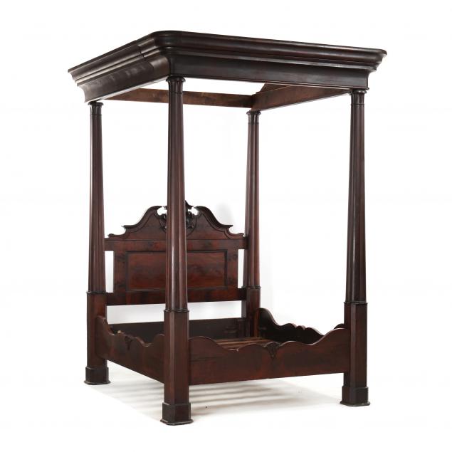 american-late-classical-carved-mahogany-tall-post-tester-bed