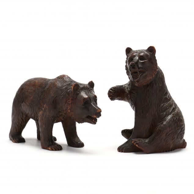 two-black-forest-carved-wood-bears
