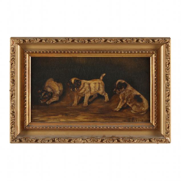 american-school-19th-century-three-puppies-signed-m-pondis