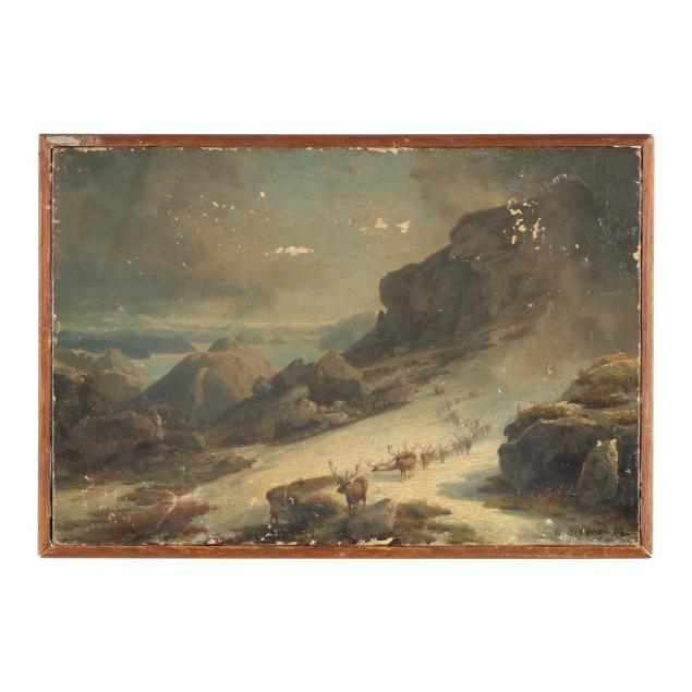 hermann-ottomar-herzog-german-american-1832-1932-elk-in-a-landscape