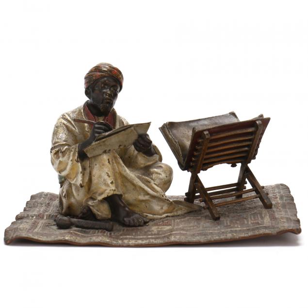 franz-bergman-austrian-1861-1936-cold-painted-bronze-figure-of-an-arab-scribe