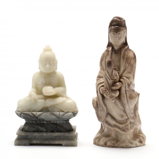two-chinese-buddhist-sculptures