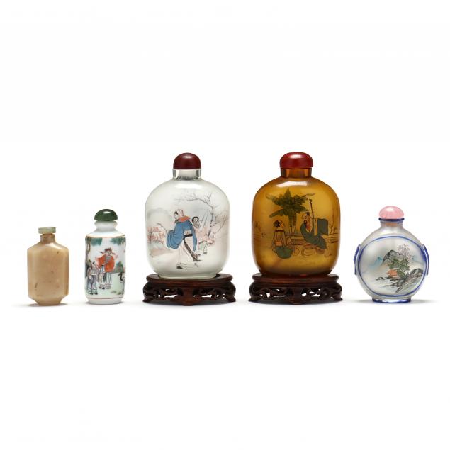 a-group-of-five-chinese-snuff-bottles