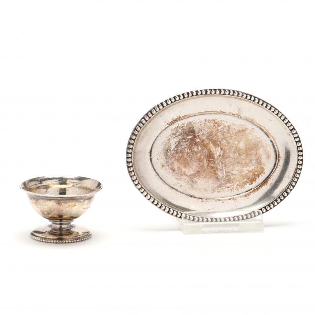two-miniature-silver-items-including-a-footed-bowl-and-oval-serving-tray