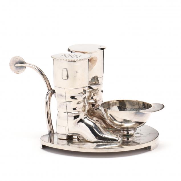 english-silver-plated-riding-boot-form-condiment-set