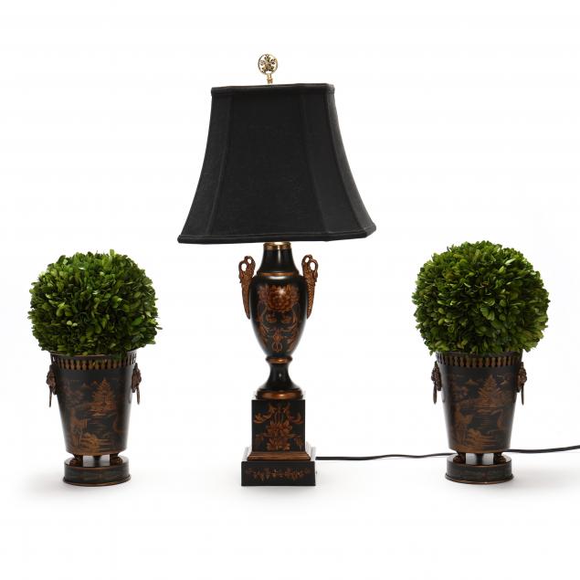 toleware-style-cache-pots-and-table-lamp