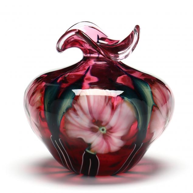 charles-lotton-american-1935-2021-multi-flora-art-glass-vase