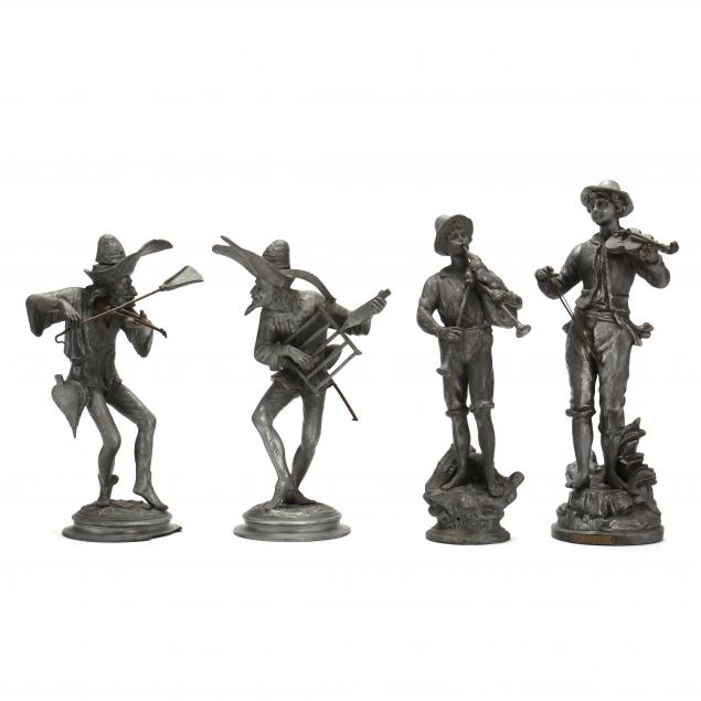 four-french-cast-metal-figures-of-musicians