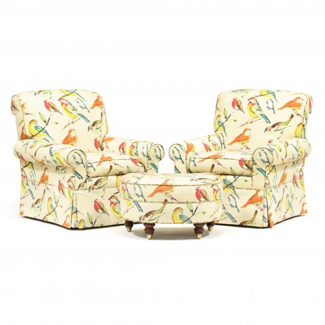 pair-of-bird-motif-upholstered-club-chairs-with-ottoman