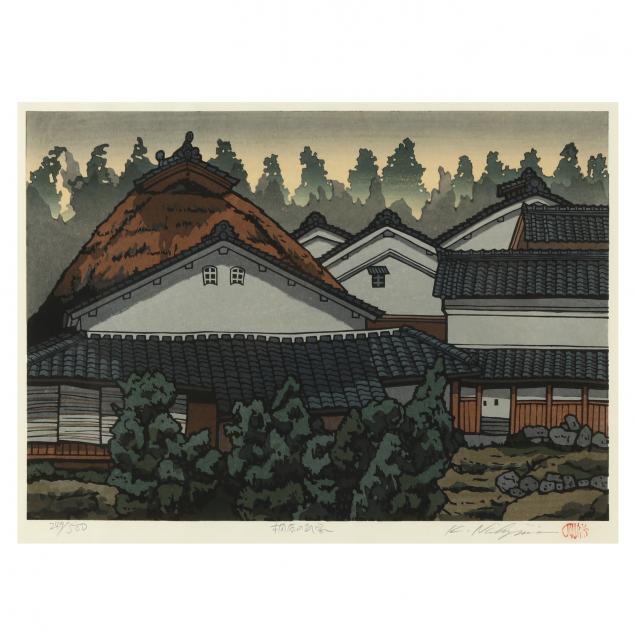 katsuyuki-nishijima-japanese-born-1945-woodblock-print-of-houses