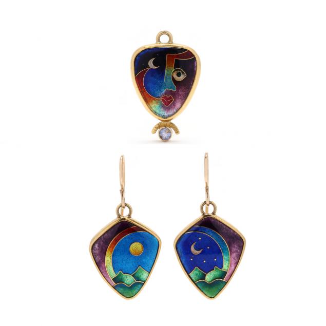 gold-and-enamel-pendant-and-earrings-ricky-frank
