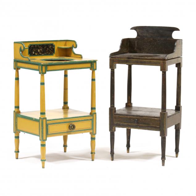 two-new-england-federal-painted-wash-stands