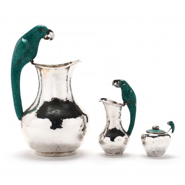 a-los-castillos-style-mexican-silver-plated-three-piece-parrot-set