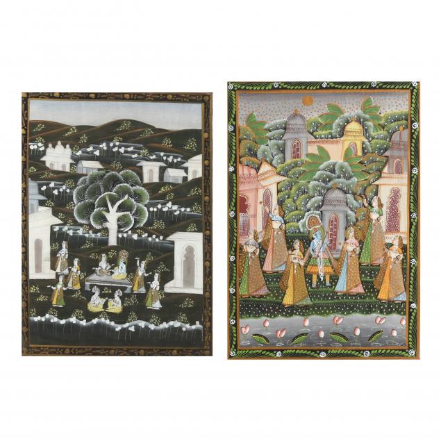 two-indian-paintings-on-silk-of-krishna