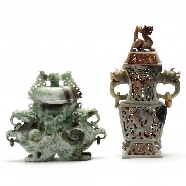 two-chinese-carved-hardstone-lidded-censers