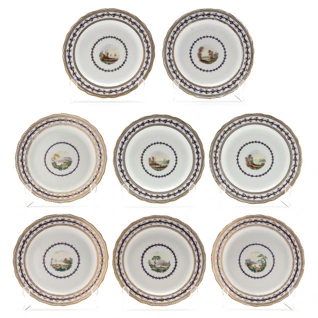 four-early-royal-crown-derby-landscape-plates-and-four-in-a-similar-pattern