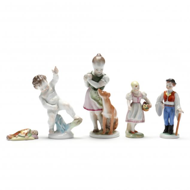 five-herend-natural-figurines-featuring-children
