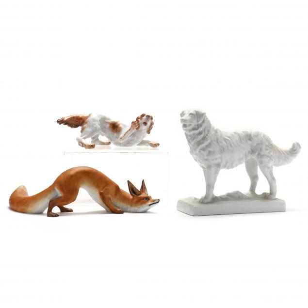 three-herend-natural-animal-figurines