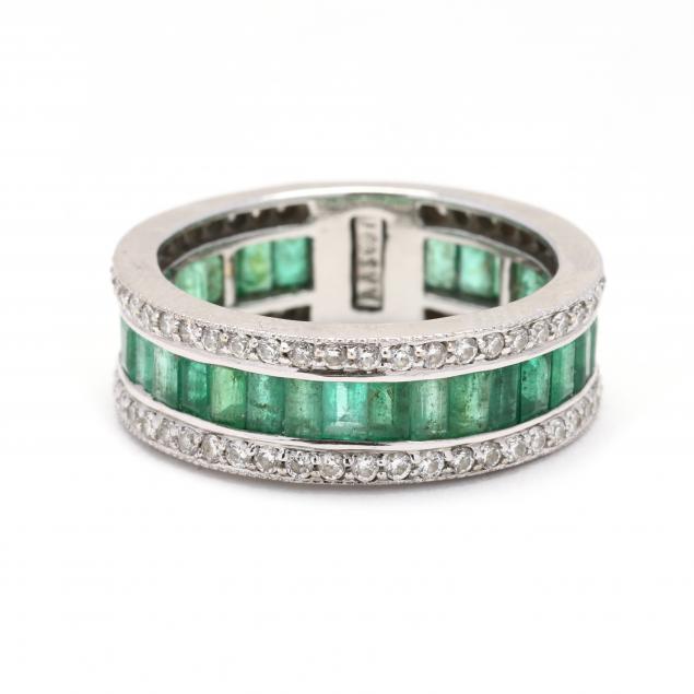 white-gold-emerald-and-diamond-band