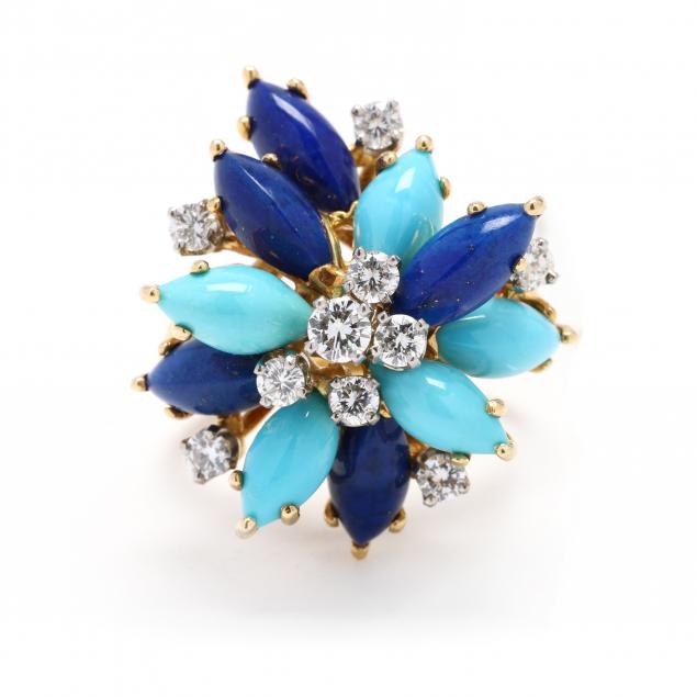 gold-turquoise-lapis-lazuli-and-diamond-flower-motif-ring