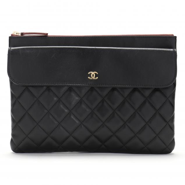 chanel-black-leather-envelope-clutch