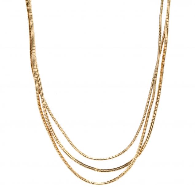 Triple Strand Gold Necklace (Lot 4023 - Estate Jewelry AuctionNov 9 ...