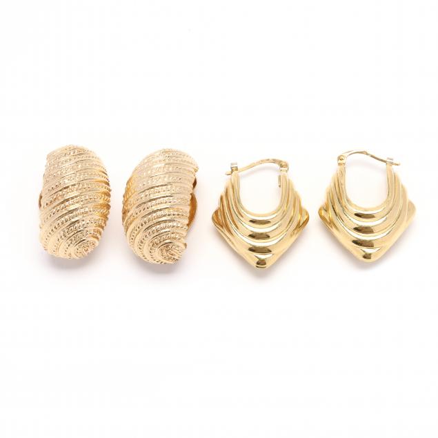 two-pairs-of-gold-earrings