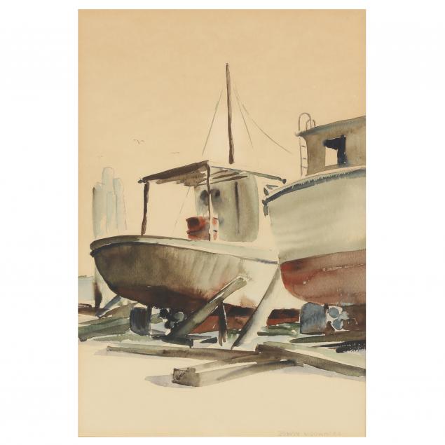 edwin-voorhees-nc-1919-1999-fishing-boats-at-the-shipyard