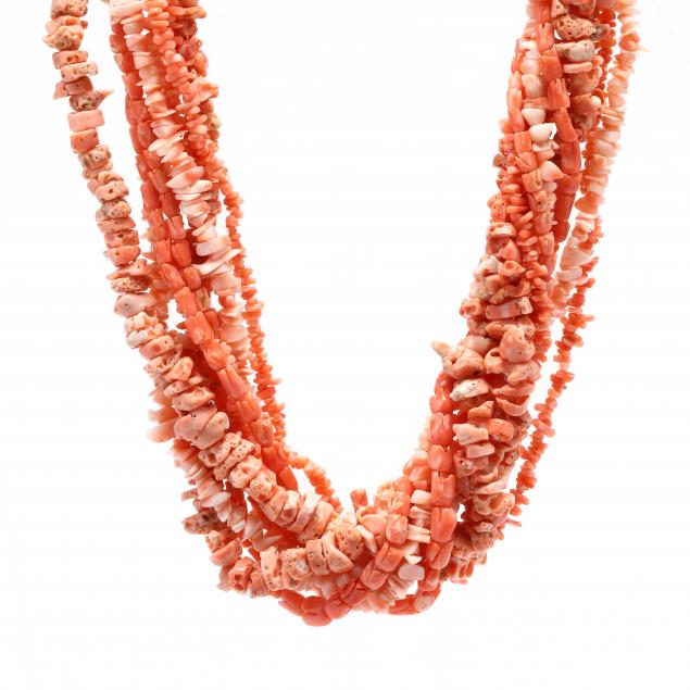 multi-strand-coral-torsade-necklace