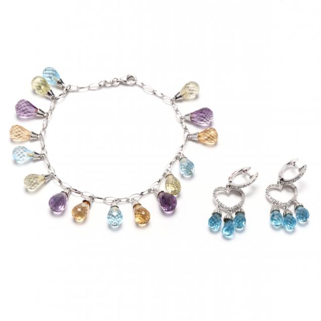white-gold-and-gem-set-bracelet-and-white-gold-topaz-earrings