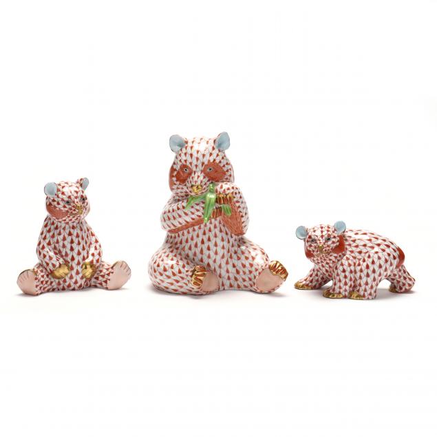 three-herend-porcelain-bear-figurines