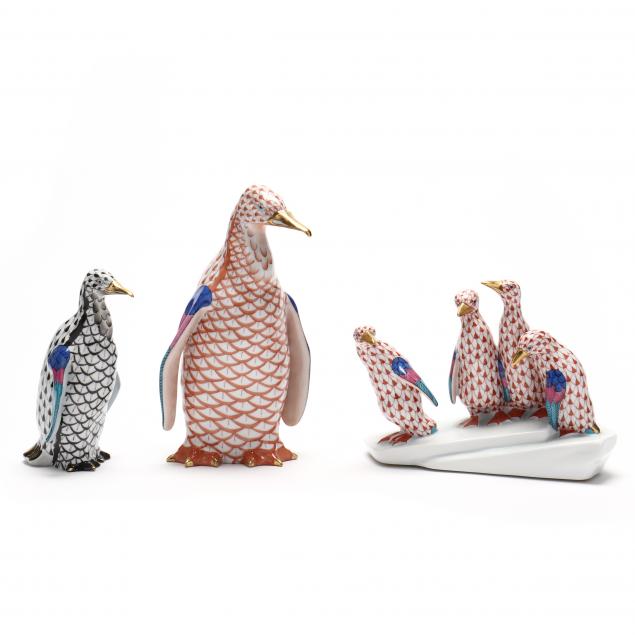 three-herend-penguin-figurines