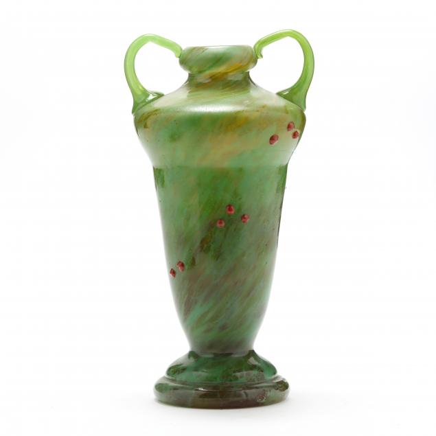 art-nouveau-style-glass-vase-green-with-enamel-decoration