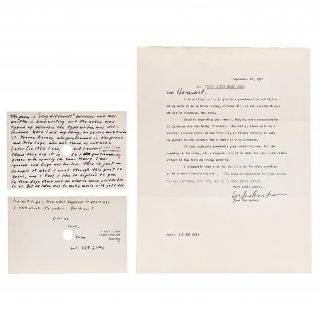 yoko-ono-letters-and-invitation-to-reporter-howard-smith