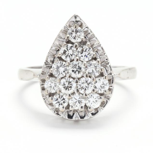 white-gold-and-diamond-pear-shape-cluster-ring