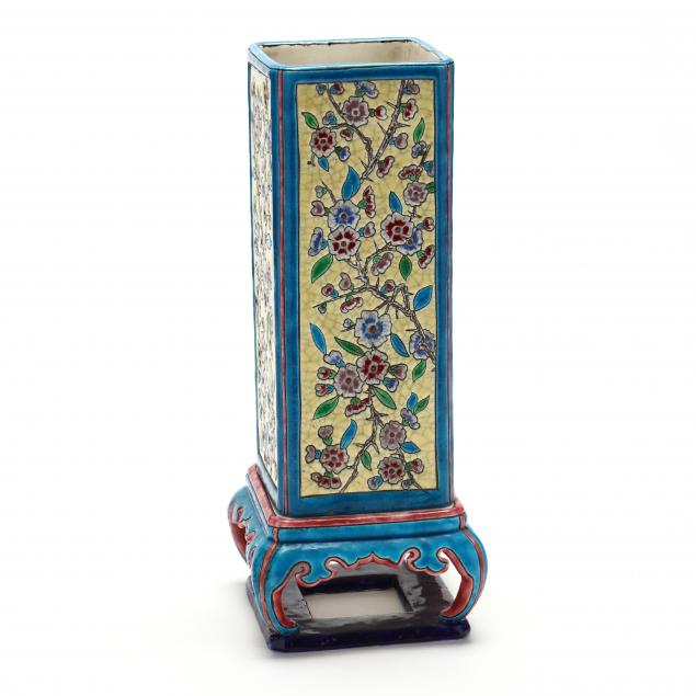 french-longwy-cloisonne-style-art-pottery-vase-on-stand