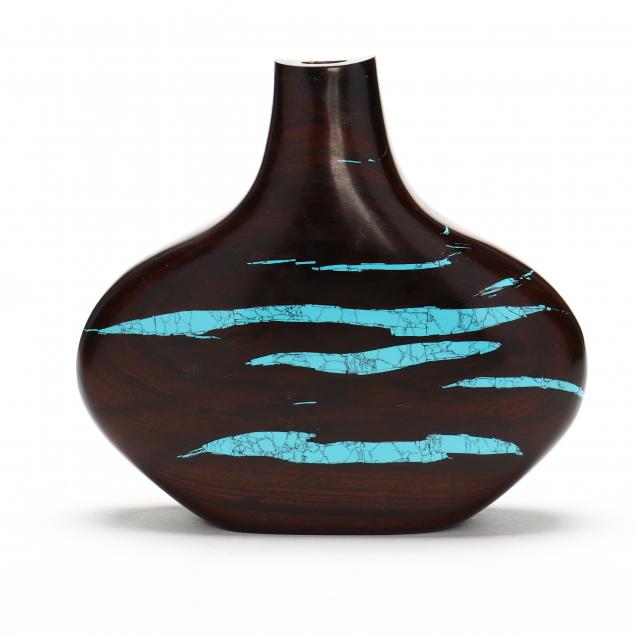 an-artisan-turquoise-inlaid-wood-vase-by-lawrence-favorite
