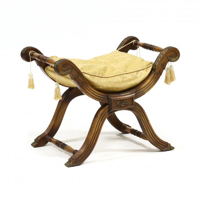 curule-style-carved-and-upholstered-stool