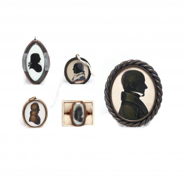 collection-of-five-antique-continental-portrait-miniatures-in-jewelry-mounts