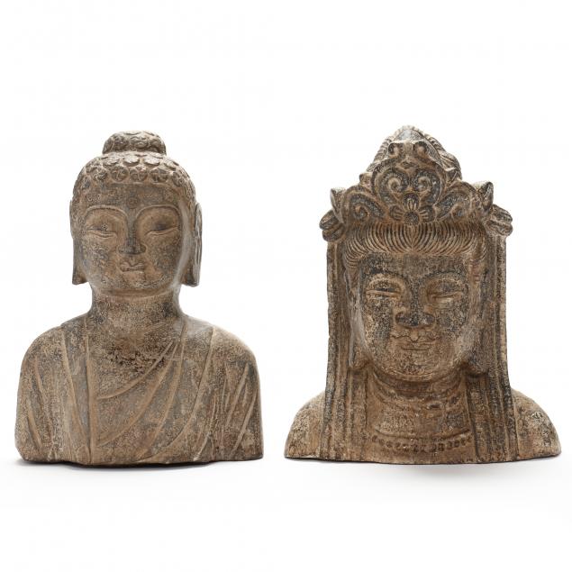 two-carved-stone-buddhist-sculptures