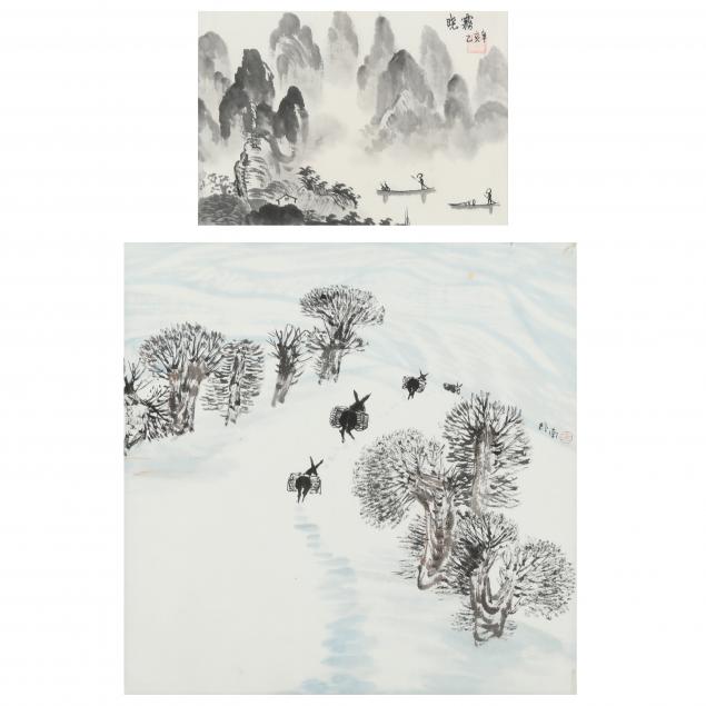 two-chinese-landscape-paintings