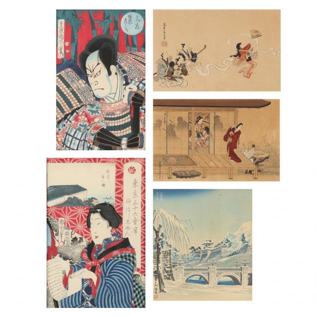 a-collection-of-five-japanese-woodblock-prints