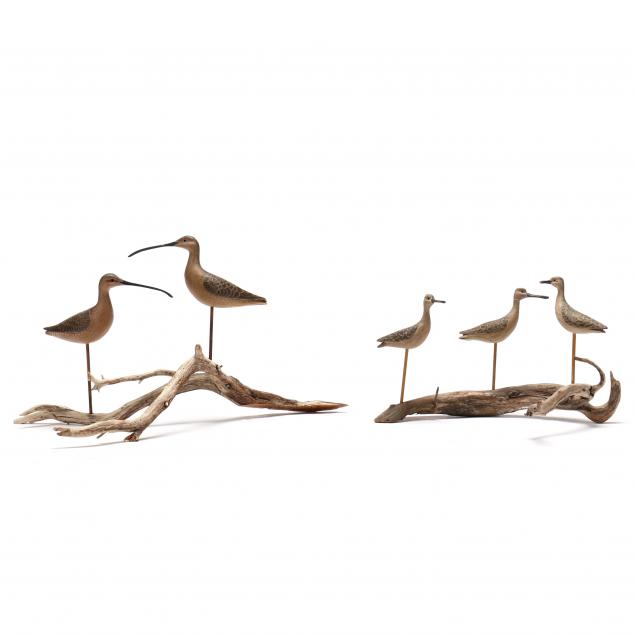 herb-watson-md-five-miniature-shorebirds-on-driftwood